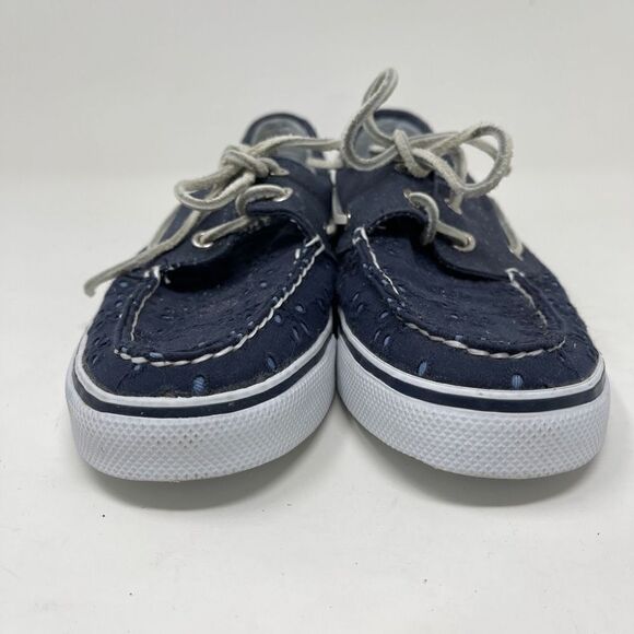 Sperry Womens Top Sider Lace Up Fashion Sneakers Eyelet Blue Deck Shoes US 7.5M - Picture 3 of 10